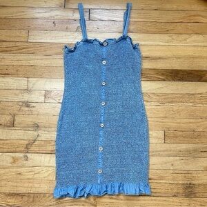 Blashe Denim Blue Sleeveless Smocked Dress Size L